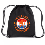 Bellatio Decorations Holland Kampioen Leeuw Nylon Supporter Rugzakje/sporttas - Ek/ Wk Voetbal / Koningsdag - Gymtasje - Zwemtasje - Zwart