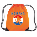 Bellatio Decorations Holland Leeuw Nylon Supporter Rugzakje/sporttas - Ek/ Wk Voetbal / Koningsdag - Gymtasje - Zwemtasje - Oranje