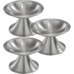 3x Ronde Metalen Stompkaarsenhouder Zilver Voor Kaarsen 7-8 Cm Doorsnede - Kaarsenplateaus - Silver