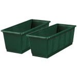 Set Van 2x Stuks Plantenbakken Donker Rechthoekig 40 X 17,5 X 14,5 Cm - Plantenbakken - Groen