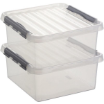 2x Kunststof Stapelbare Opbergbak 18 Liter 40 X 40 X 20 Cm - Opbergbox