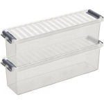 2x Kunststof Stapelbare Opbergbak 1,3 Liter 27 X 8,4 X 9 Cm - Opbergbox