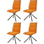 Ways. - Stoffen Eetkamerstoelen Modern Design - Stevige Metalen Vierpoot - 4 Stuks - Oranje