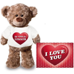 Knuffel Teddybeer Ik Vind Je Lekker Hartje 24 Cm Met Valentijnskaart A5 - Valentijn/ Romantisch Cadeau - Bruin