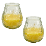 2x Stuks Windlichten Geurkaarsen Citronella Glas 10 Cm - Geurkaarsen - Geel