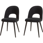 Ways. - Matstoffen Eetkamerstoelen Elegant Design - Houten Poten - 2 Stuks - Zwart