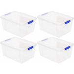 Forte Plastics 4x Opbergbakken/organizers Met Deksel 16 Liter 40 Cm Transparant - Opbergbox