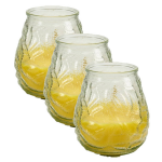 3x Stuks Windlichten Geurkaarsen Citronella Glas 10 Cm - Geurkaarsen - Geel