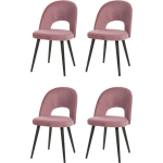 Ways. - Matstoffen Eetkamerstoelen Elegant Design - Houten Poten - 4 Stuks - Roze