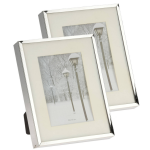 Bellatio Design Set Van 2x Stuks Fotolijstje/fotoframe 17 X 22 Cm Met Zilver Metalen Rand - Fotolijsten - Silver