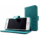 Hem Apple Iphone 12 Mini - Pure Leren Portemonnee Hoesje - Lederen Wallet Case Tpu Meegekleurde Binnenkant- Book - Turquoise