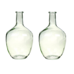 2x Fles Vazen Milano 18 X 30 Cm Transparant Lichtrgroen Glas - Vazen