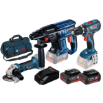 Bosch Toolkit 3 | combiset 18V | GSR 18 V-28 + GWS 18-125 + GBH 18 V-21 | 5.0Ah | in tas