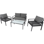 Lifetime Garden Tuinset Milan - 4-persoons - Loungeset Tuinmeubels: 2x Tuinstoel, 1x Tuinbank, 1x Tuintafel - - Grijs