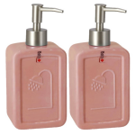 Set Van 2x Stuks Zeeppompjes/zeepdispensers Keramiek 18 Cm - Zeeppompjes - Roze