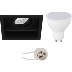 BES LED Led Spot Set - Aigi - Pragmi Domy Pro - Gu10 Fitting - Inbouw Vierkant - Mat - 6w - Warm Wit 3000k - Verdiept - - Zwart