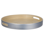 Cosy&Trendy Kaarsenbord/kaarsenplateau Zilver Bamboe Rond D30 Cm - Dienblad Met Opstaande Rand Van 4 Cm.