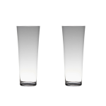 Bellatio Decorations Set Van 2x Stuks Transparante Home-basics Conische Vaas/vazen Van Glas 40 X 16.5 Cm - Vazen