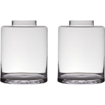 Bellatio Decorations Set Van 2x Stuks Transparante Luxe Vaas/vazen Van Glas 25 X 19 Cm - Vazen