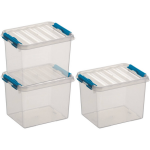 3x Kunststof Stapelbare Opbergbak 3 Liter 20 X 15 X 14 Cm - Opbergbox - Blauw