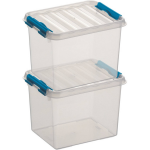 2x Kunststof Stapelbare Opbergbak 3 Liter 20 X 15 X 14 Cm - Opbergbox - Blauw