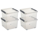 4x Kunststof Stapelbare Opbergbak 26 Liter 40 X 40 X 28 Cm - Opbergbox