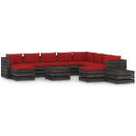 Vidaxl 12-delige Loungeset Met Kussens Geïmpregneerd Hout - Rood