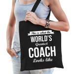 Bellatio Decorations Worlds Greatest Coach Cadeau Tas Voor Dames - Feest Boodschappentassen - Zwart