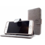 Hem Apple Iphone 12 - Vintage Grey Leren Portemonnee Hoesje - Lederen Wallet Case Tpu Meegekleurde Binnenkant- Book Case - - Grijs