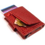 Figuretta Croco Rfid Creditcardhouder Leer Met Muntgeldvak - Rood