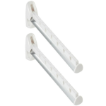 Set Van 2x Stuks Kledinghaken Inklapbaar 31 Cm - Kledinghangerhaak/kledinghaak Voor Aan De Muur - Voor 7 Hangers - Wit