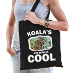 Bellatio Decorations Dieren Koala Tasje Volwassenen En Kinderen - Koalas Are Cool Cadeau Boodschappentasje - Feest Boodschappentassen - Zwart