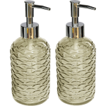 2x Stuks Zeeppompjes/zeepdispensers Honing Kleur Glas 410 Ml - Zeeppompjes - Geel