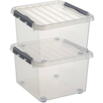 2x Kunststof Stapelbare Opbergbak 26 Liter 40 X 40 X 28 Cm - Opbergbox