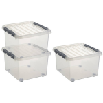 3x Kunststof Stapelbare Opbergbak 26 Liter 40 X 40 X 28 Cm - Opbergbox