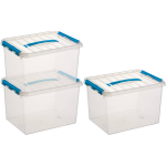 3x Kunststof Stapelbare Opbergbak 22 Liter 40 X 30 X 26 Cm - Opbergbox - Blauw