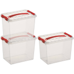 3x Kunststof Stapelbare Opbergbak 9 Liter 30 X 20 X 22 Cm - Opbergbox - Rood