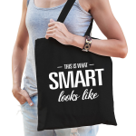 Bellatio Decorations This Is What Smart Looks Like Cadeau Tas Voor Dames - Feest Boodschappentassen - Zwart