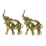 2x Stuks Olifant Woondecoratie Dieren Beeldjes 15 X 7 X 18 Cm - Beeldjes - Goud