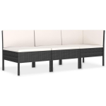 Vidaxl 3-delige Loungeset Met Kussens Poly Rattan - Negro