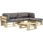 Vidaxl 4-delige Loungeset Pallet Met Grijze Kussens Hout - Grijs