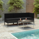 Vidaxl 3-delige Loungeset Met Kussens Poly Rattan - Negro