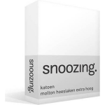 Snoozing Katoen Molton Hoeslaken Extra Hoog - 100% Katoen - 2-persoons (150x200 Cm) - - Wit