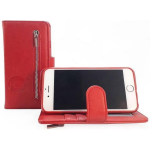 Hem Apple Iphone 12 Mini - Burned Red Leren Rits Portemonnee Hoesje - Lederen Wallet Case Tpu Meegekleurde Binnenkant - Book - Zwart