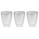3x Zilveren Vierkante Vazen Van Glas 17 Cm - Bloempot / Bloemen Vaas - Silver