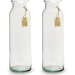 Bellatio Decorations Set Van 2x Stuks Transparante Melkbus Vaas/vazen Van Eco Glas 9 X 30 Cm - Vazen