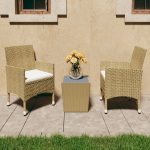 Vidaxl 3-delige Bistroset Poly Rattan En Gehard Glas - Beige