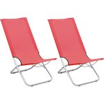 Vidaxl Strandstoelen 2 St Inklapbaar Stof - Rood