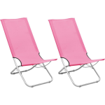 Vidaxl Strandstoelen 2 St Inklapbaar Stof - Roze