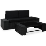 Vidaxl 3-delige Loungeset Poly Rattan - Zwart